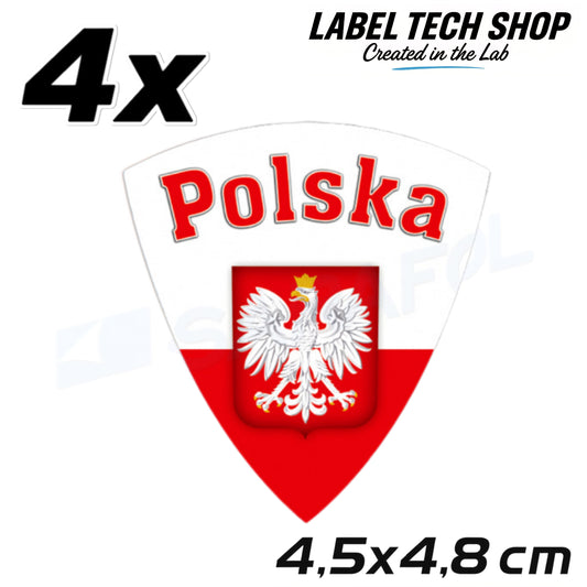 4x Polen Aufkleber 🇮🇩 Polska naklejka Polish Sticker Flagge 4,5x4,8cm 021