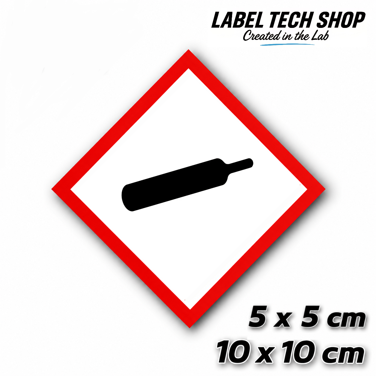 GHS04 Gas unter Druck Aufkleber Gas Cylinder Sticker Gefahrstoffsymbol Druckgas Gefahrgut Chemie Labor Kennzeichen nach CLP / GHS Arbeitssicherheit