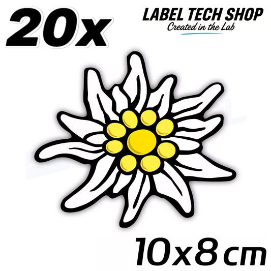 20x Edelweiß Aufkleber 🌼 Alpenblume Sticker – Stella Alpina 10×8 cm