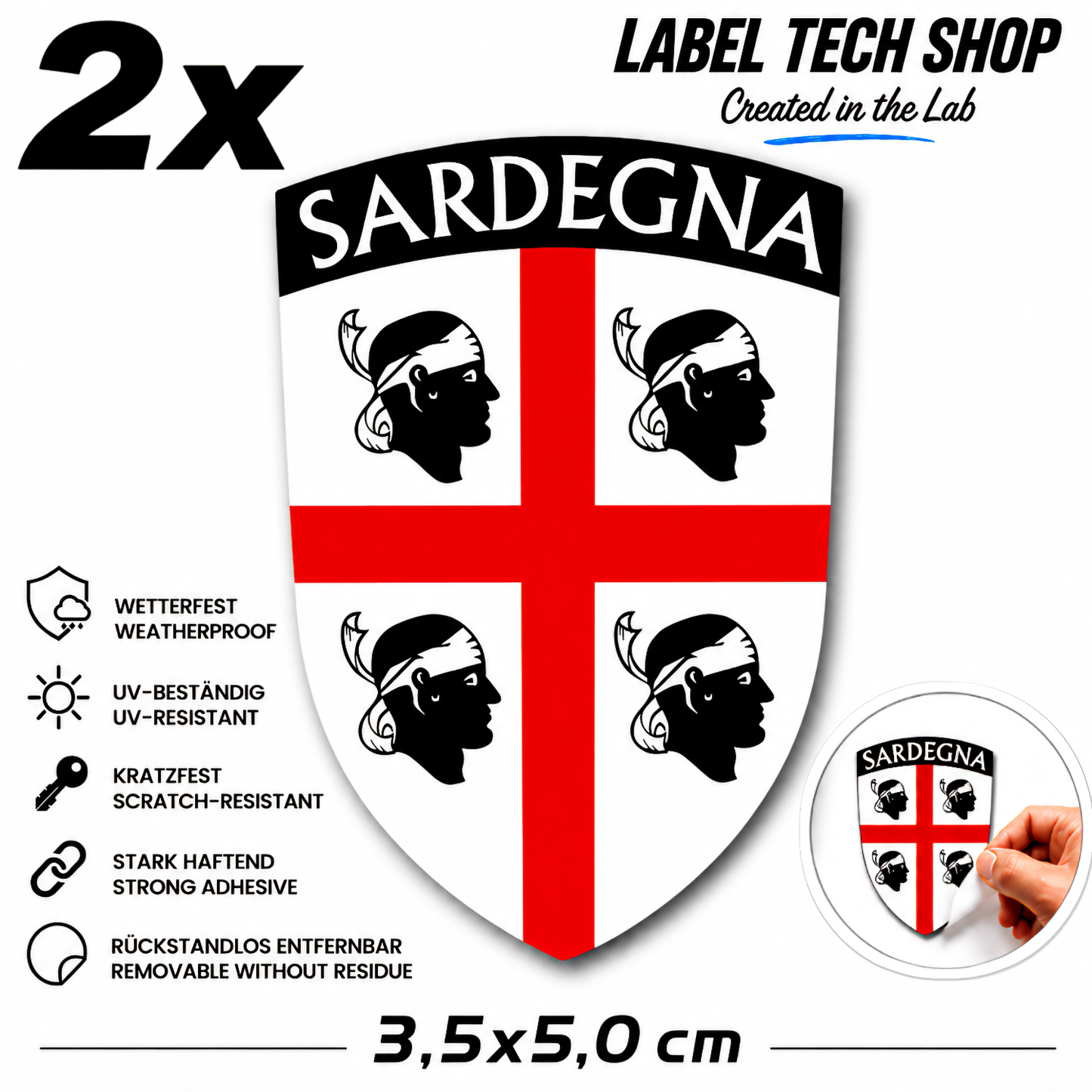 Sardegna Sardinien Sardinia Aufkleber Adesivo Sticker Quattro Mori Flagge Wappen Emblem Auto Helm 3,5x5,5cm NR.015