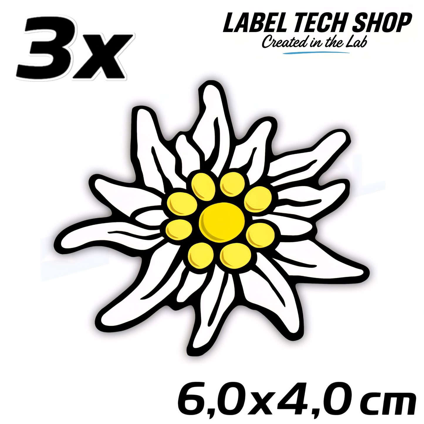 3x Edelweiß Aufkleber 🌼 Alpenblume Sticker – Stella Alpina 6,0×4,0 cm