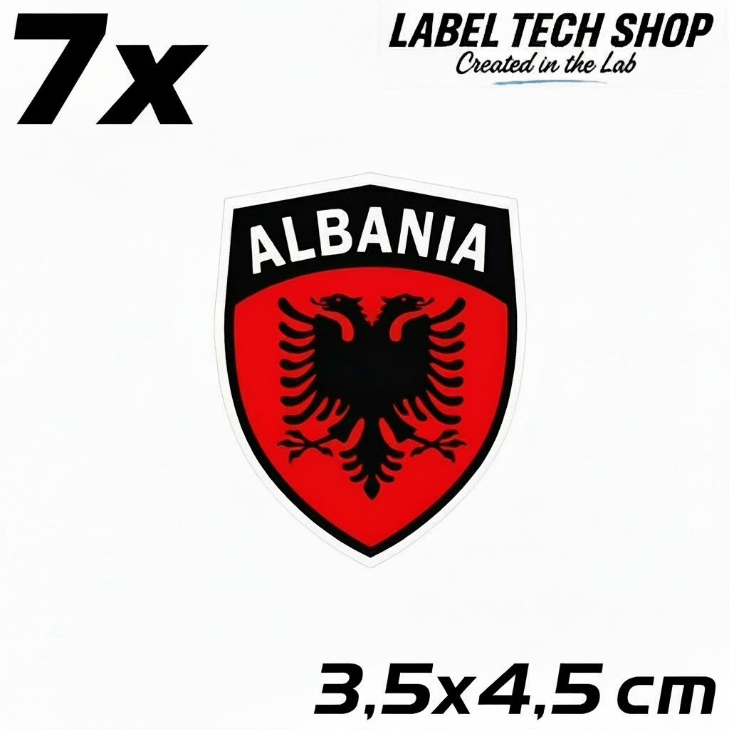 7x Albanien Aufkleber Klein Shqipëria Shqiponja  – Albania Flagge Emblem Wappen Sticker 3,5x4,5cm (108)