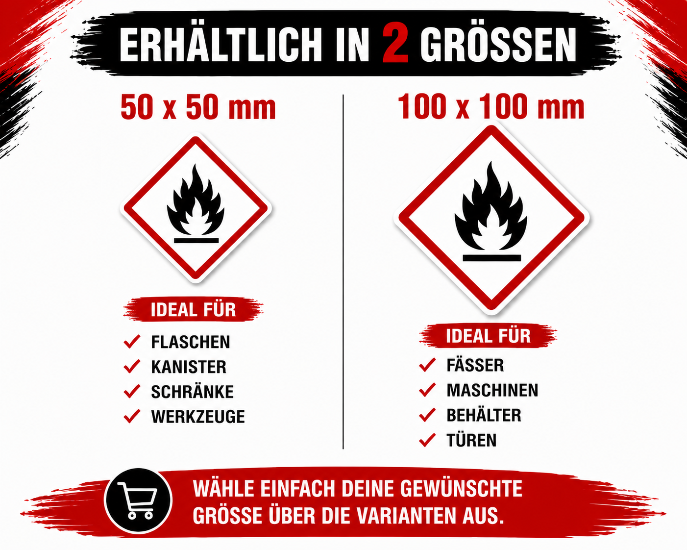 GHS Gefahrstoff-Aufkleber Set | GHS Hazard Label Sticker Set – Alle 9 GHS-Symbole | All 9 GHS Symbols