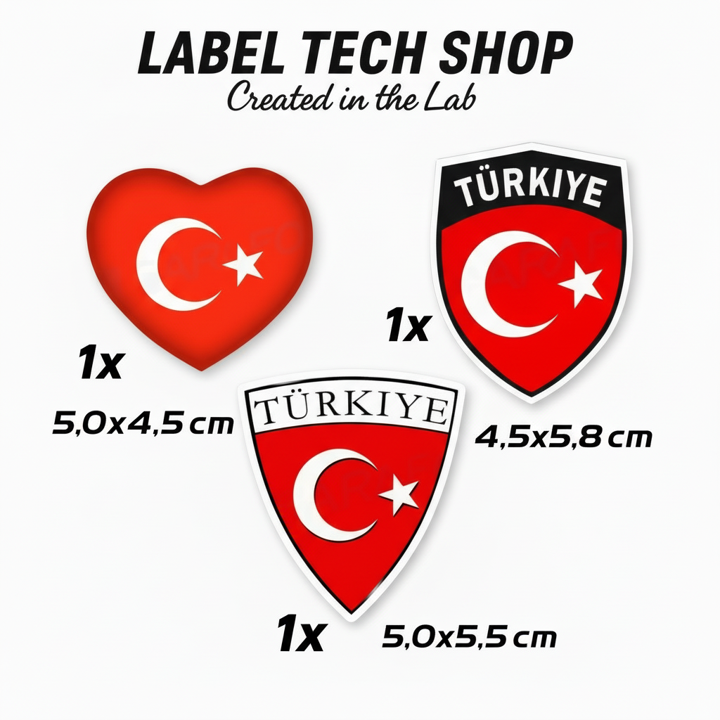 3er Türkei Aufkleber Set – Türkiye Flagge Bayrak Emblem Sticker – Auto & Laptop (076)