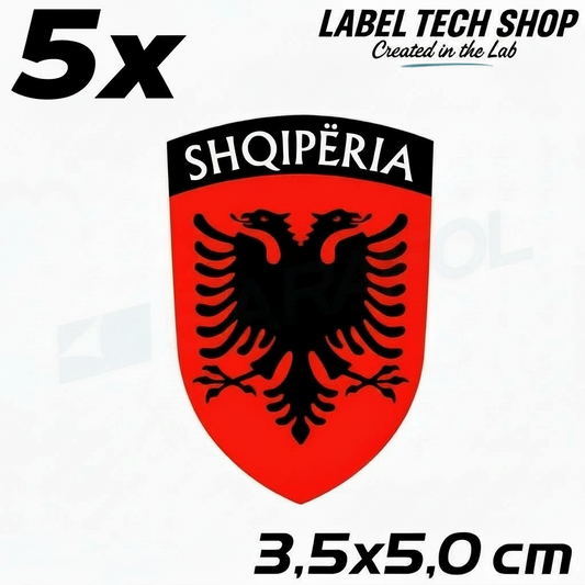 5x Albanien Shqipëria Shqiponja Wappen – Albanien Flagge Emblem Aufkleber 3,5x5,0cm (006)