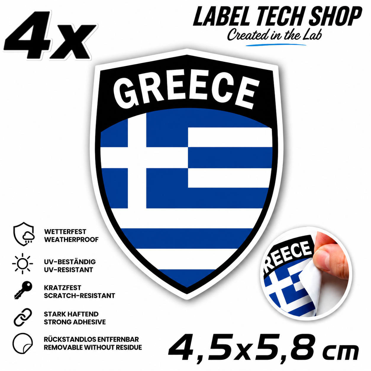 🇬🇷 Griechenland Aufkleber Αυτοκόλλητο Ελλάδας Greece Sticker Flagge Wappen Emblem Auto Helm 4,5x5,8cm NR.111