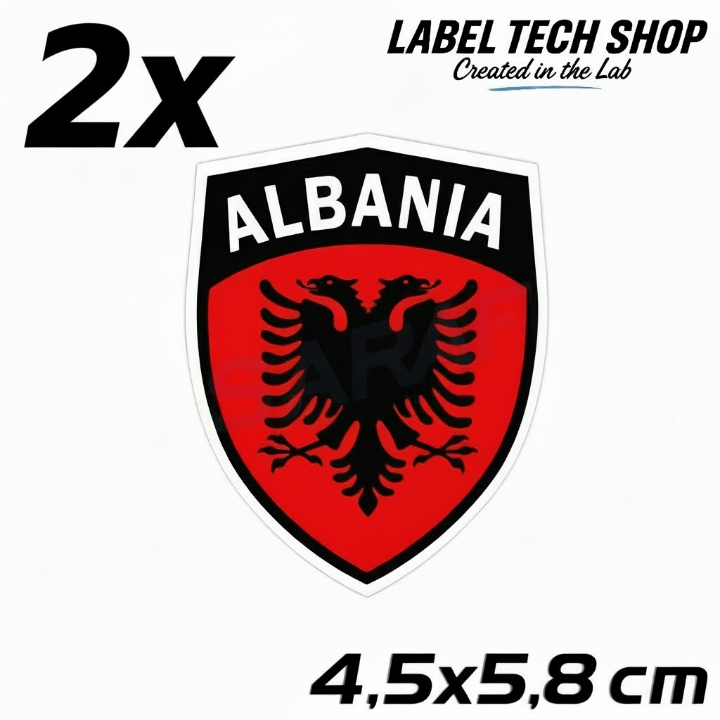 2x Albanien Aufkleber Shqipëria Shqiponja  – Albania Flagge Emblem Wappen Sticker 4,5x5,8cm (105)