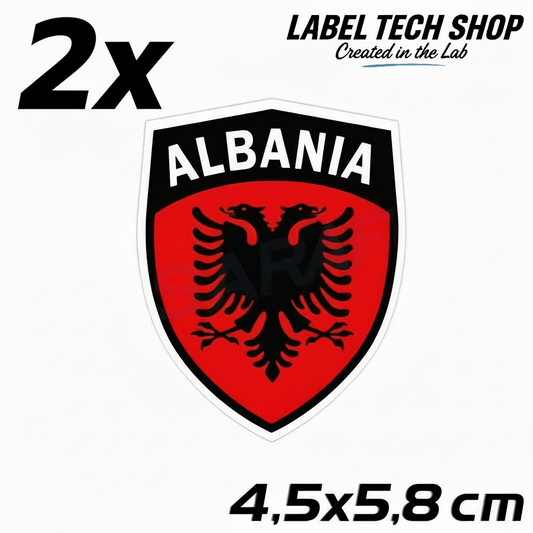2x Albanien Aufkleber Shqipëria Shqiponja  – Albania Flagge Emblem Wappen Sticker 4,5x5,8cm (105)