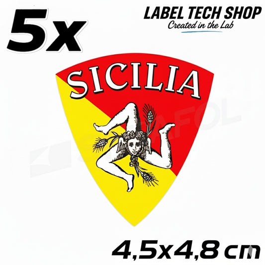 5x Sizilien Aufkleber – Sicilia Sicily Flagge Wappen Sticker 4,5x4,8cm (019)
