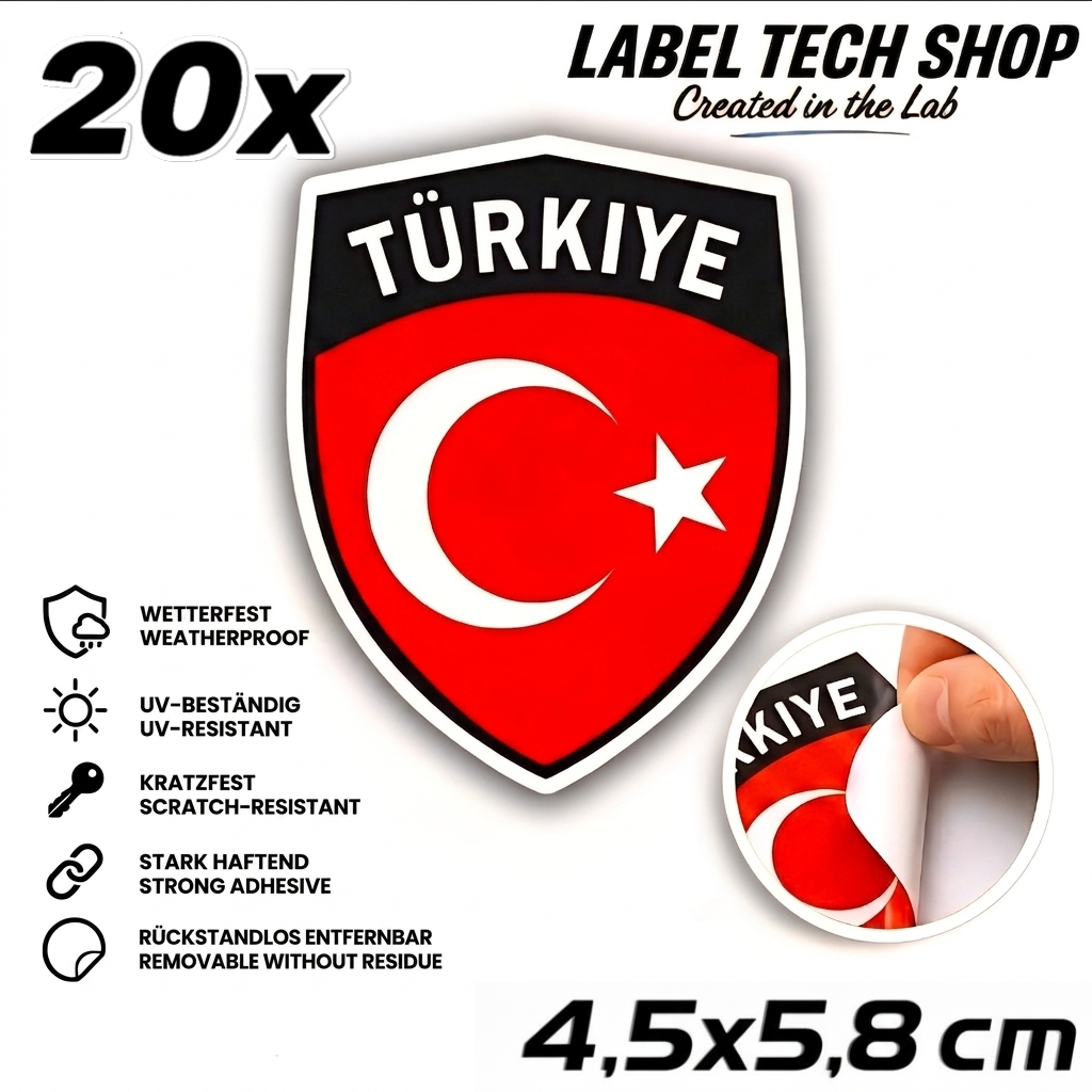 🇹🇷 Türkei Wappen Aufkleber Turkey Sticker Türkiye Çıkartma Wappen Auto Helm Motorrad 4,5x5,8cm NR.101