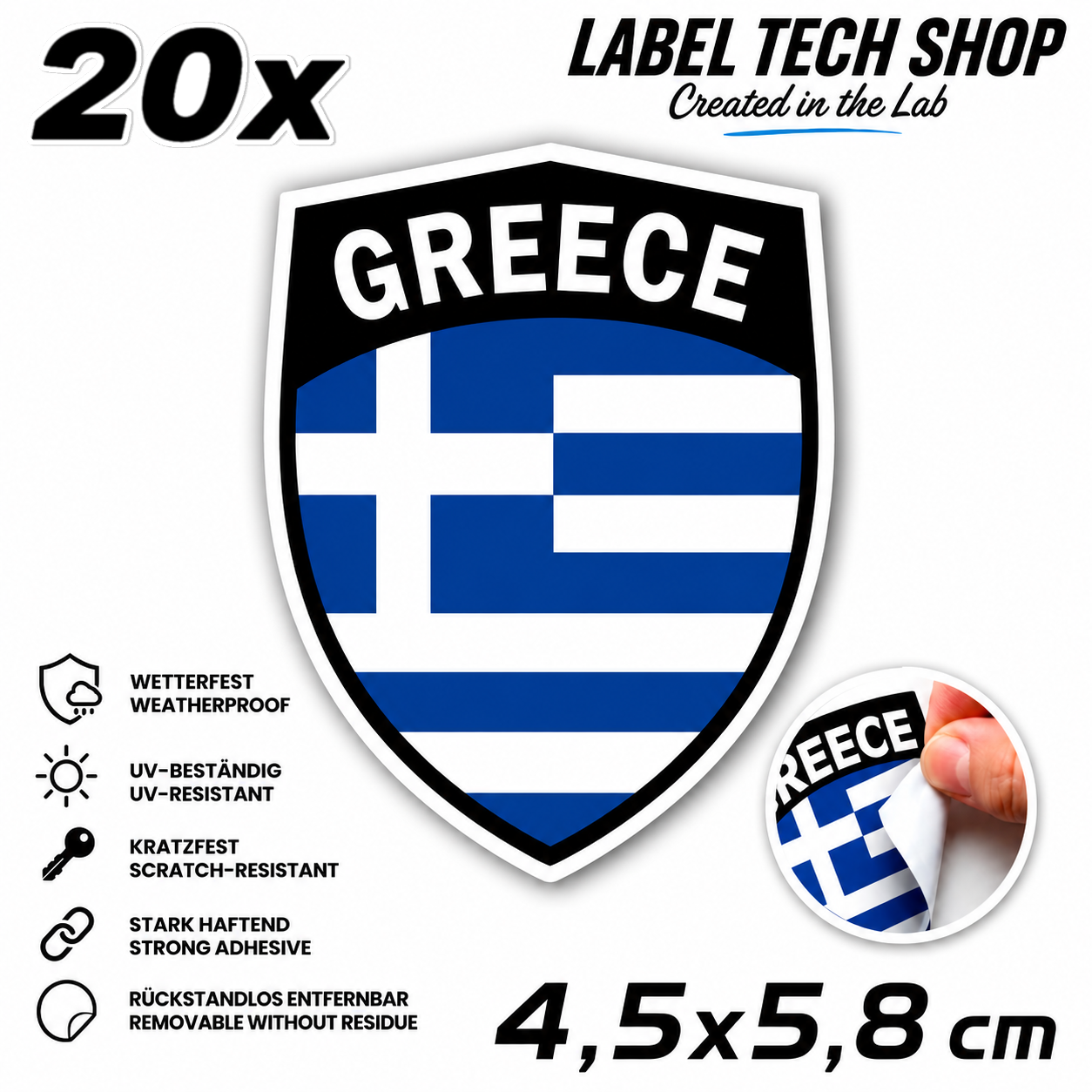 🇬🇷 Griechenland Aufkleber Αυτοκόλλητο Ελλάδας Greece Sticker Flagge Wappen Emblem Auto Helm 4,5x5,8cm NR.111