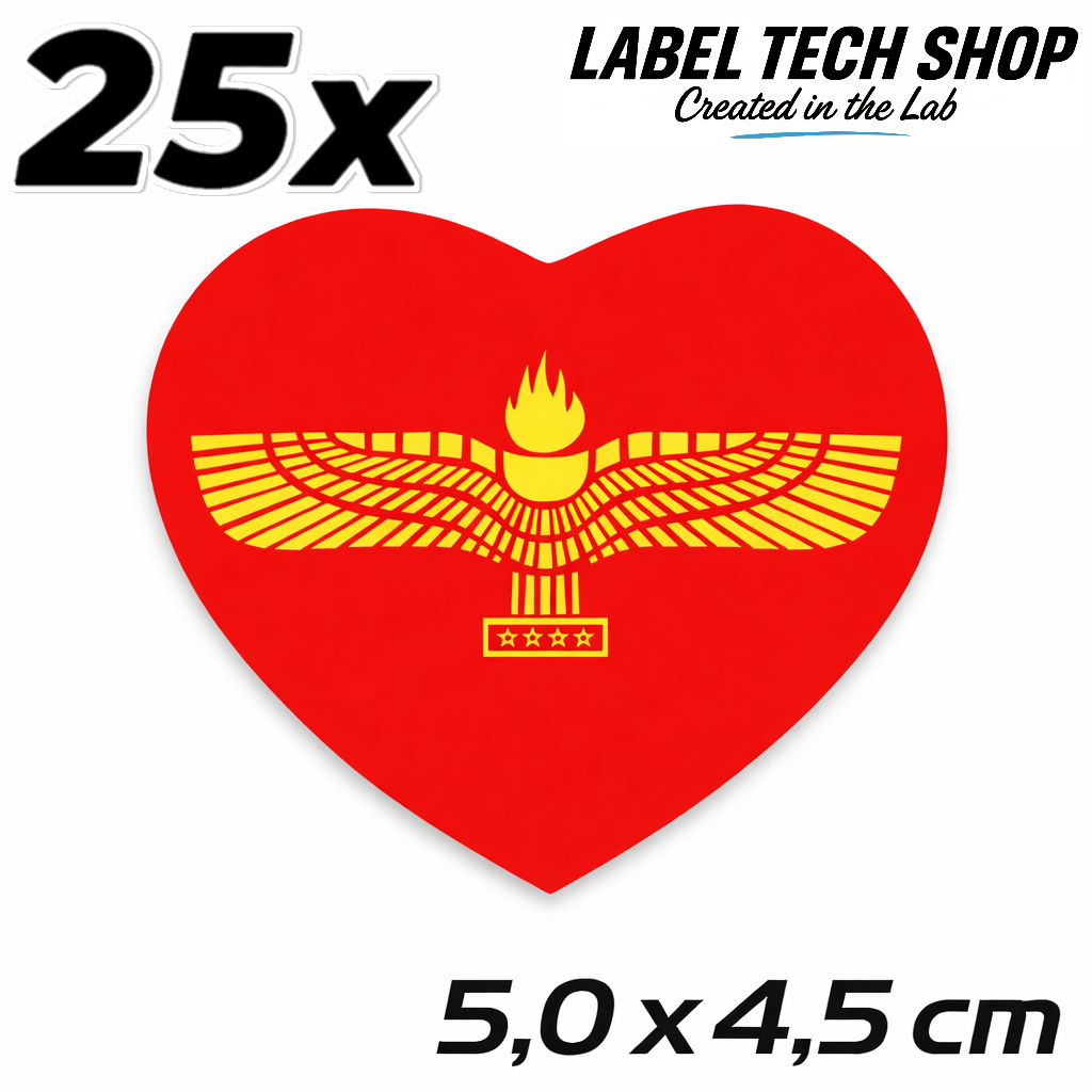 Aramäer Assyrer Herz Aufkleber Sticker – Assyrian Flag Heart Sticker – Auto Laptop Helm Geschenk – 5,0 × 4,5 cm (056)