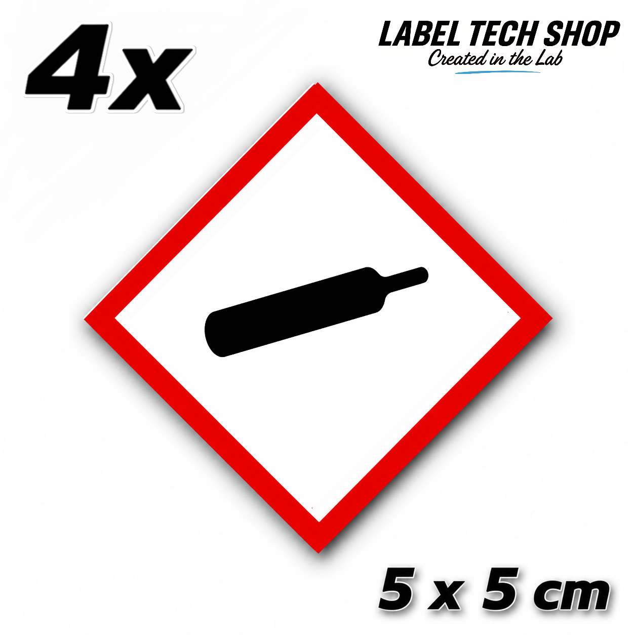 GHS04 Gas unter Druck Aufkleber Gas Cylinder Sticker Gefahrstoffsymbol Druckgas Gefahrgut Chemie Labor Kennzeichen nach CLP / GHS Arbeitssicherheit