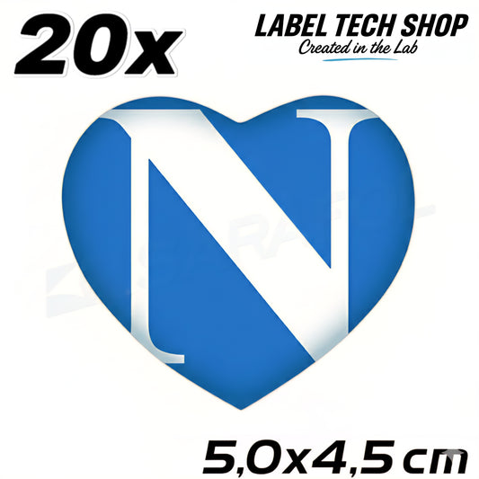 20x Napoli Herz Aufkleber Neapel Naples Cuore Heart Adesivo Sticker 5,0x4,5cm