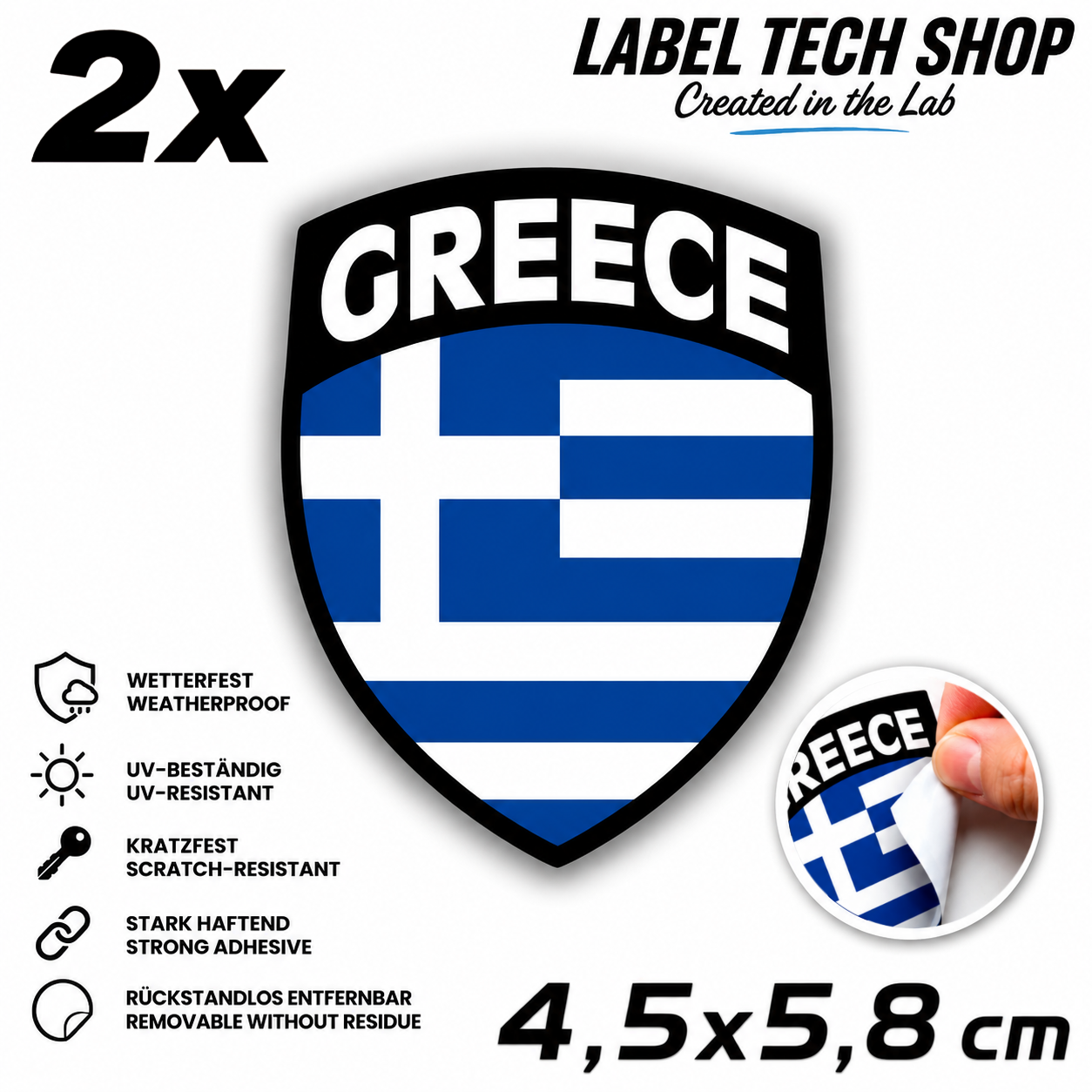 🇬🇷 Griechenland Aufkleber Αυτοκόλλητο Ελλάδας Greece Sticker Flagge Wappen Emblem Auto Helm 4,5x5,8cm NR.109
