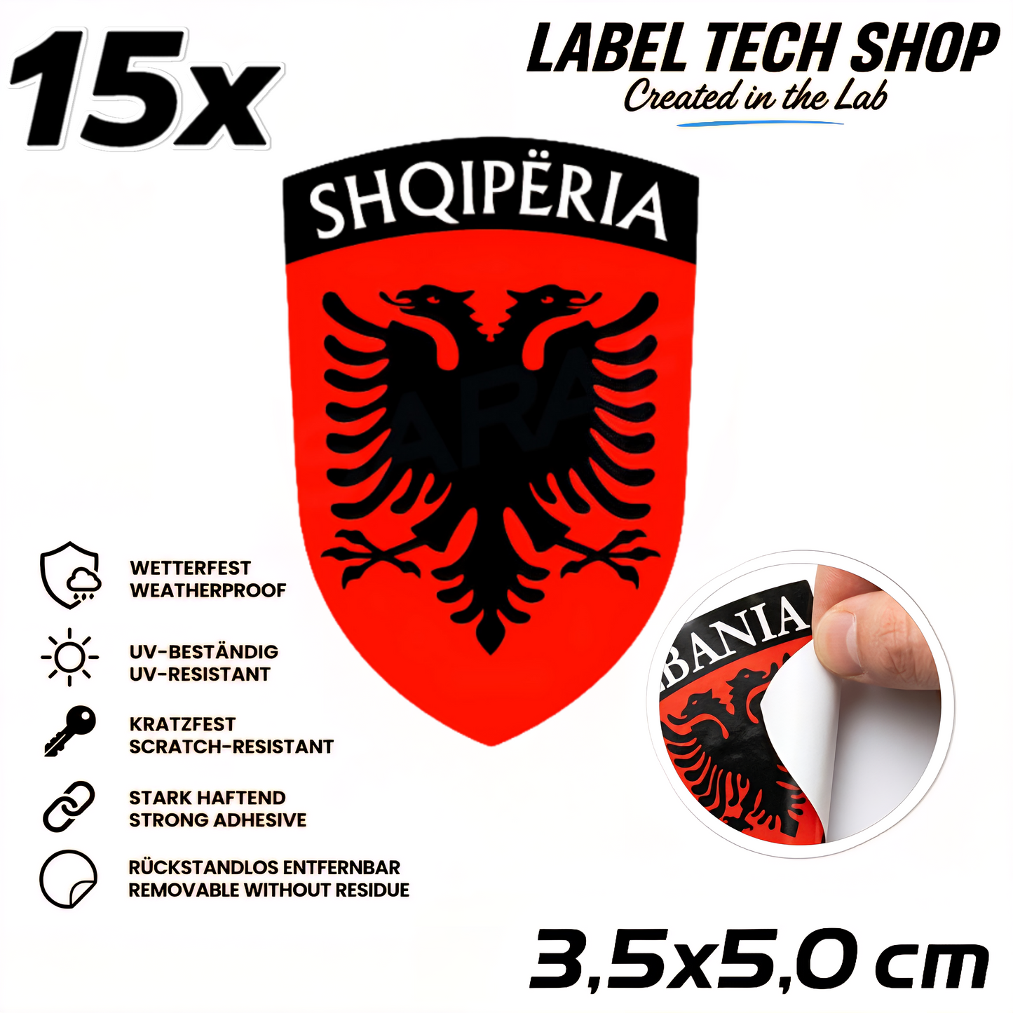 🇦🇱 Albanien Aufkleber Albania Sticker Shqiperia Adler Wappen Emblem Auto Helm 3,5x5,0cm NR.006