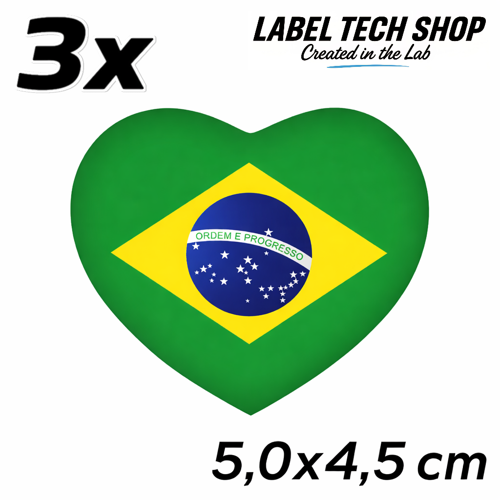 Brasilien Brasil Brazil Herz Aufkleber Sticker – Brazil Flag Heart Sticker – Auto Laptop Helm Geschenk – 5,0 × 4,5 cm (058)