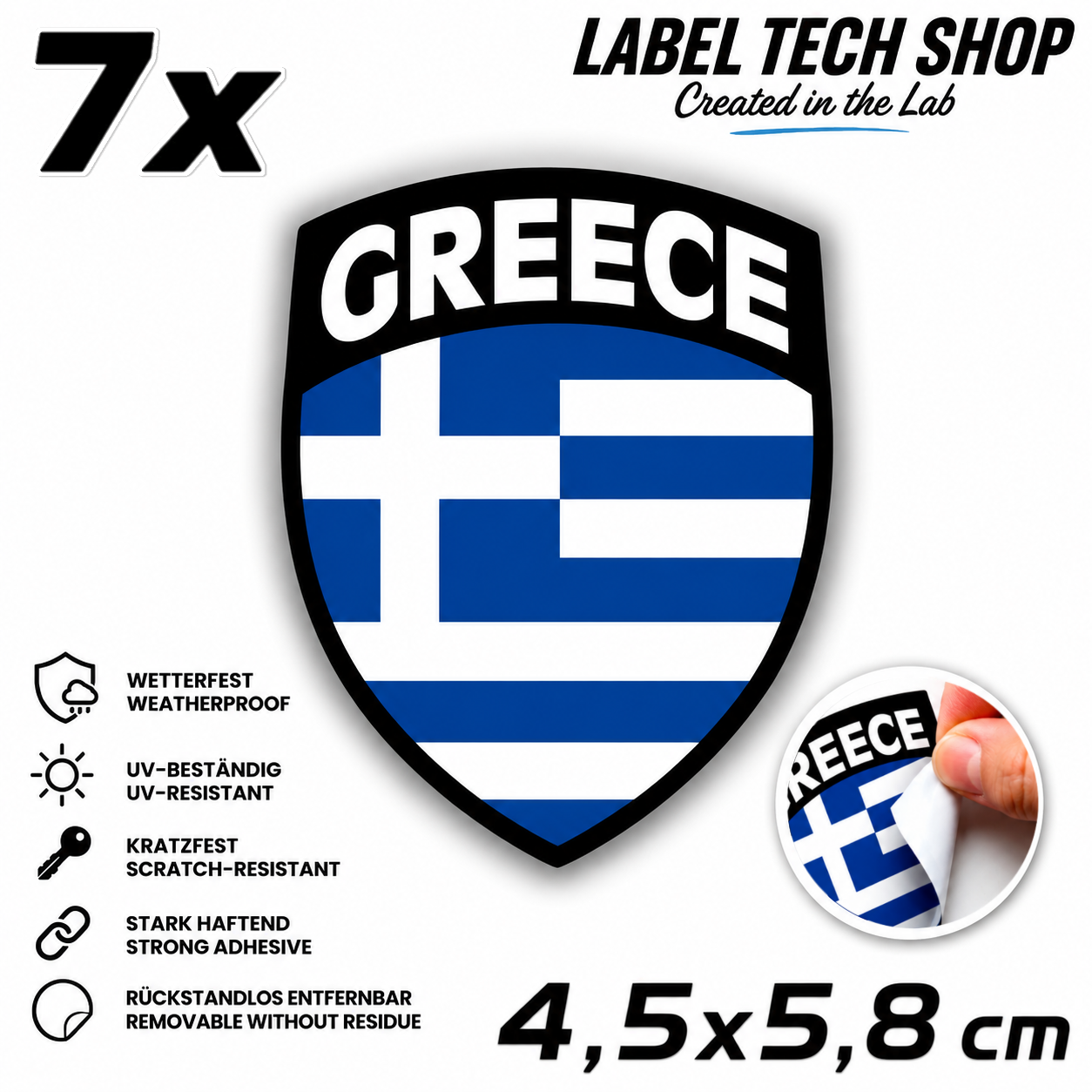 🇬🇷 Griechenland Aufkleber Αυτοκόλλητο Ελλάδας Greece Sticker Flagge Wappen Emblem Auto Helm 4,5x5,8cm NR.109