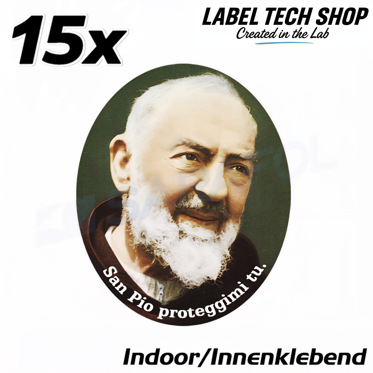 15x Padre Pio Aufkleber Adesivo Innenklebend Indoor Sticker Catholic 4,5x5,0 cm (028)