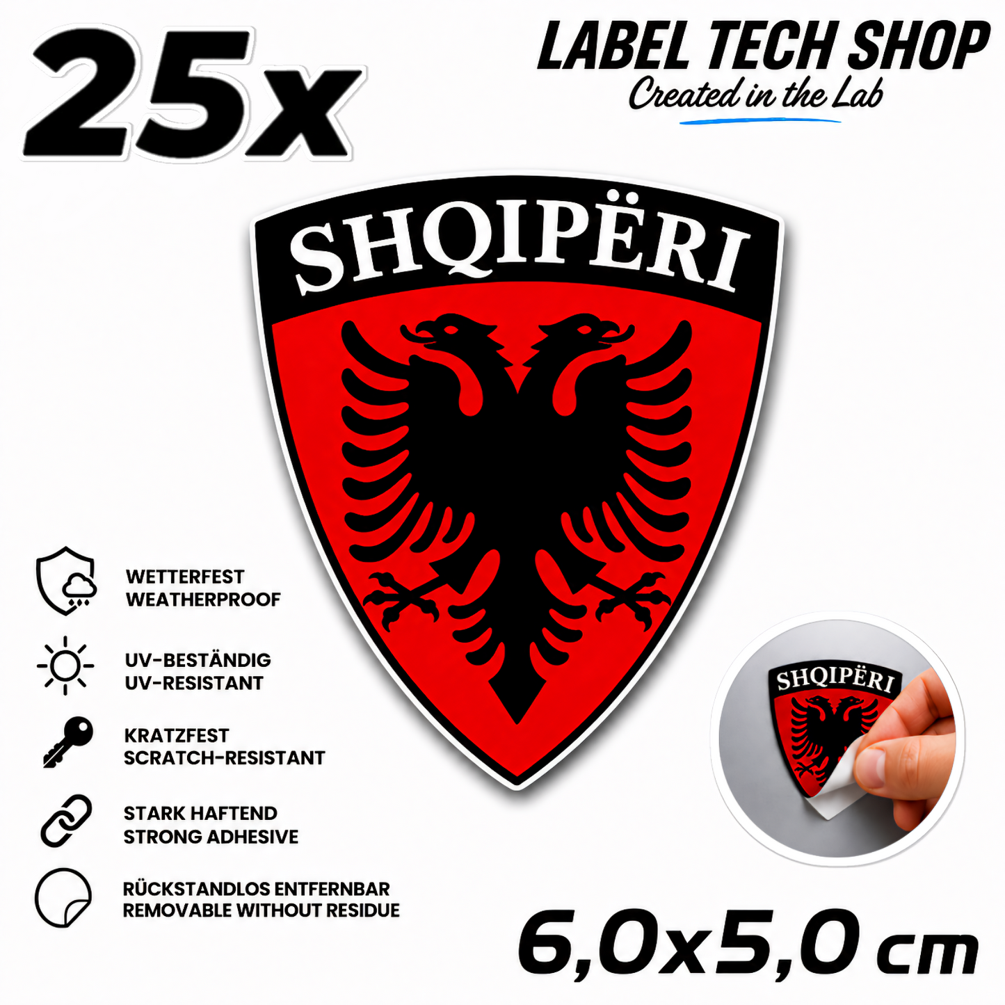 🇦🇱 Albanien Shiqpëri Aufkleber Albania Sticker Adler Wappen Emblem Auto Helm 6,0x5,0cm NR.004
