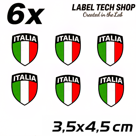 6x Italien Aufkleber 102 Wappen Emblem  Flagge Italia Adesivo Sticker 3,5x4,5cm