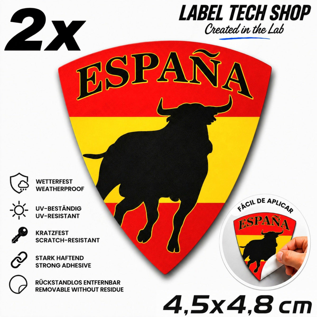 Spanien Spain España Emblem Aufkleber Sticker Spain Flag Adhesivo Autocollante – Auto Laptop Helm – 4,5x4,8cm NR.002