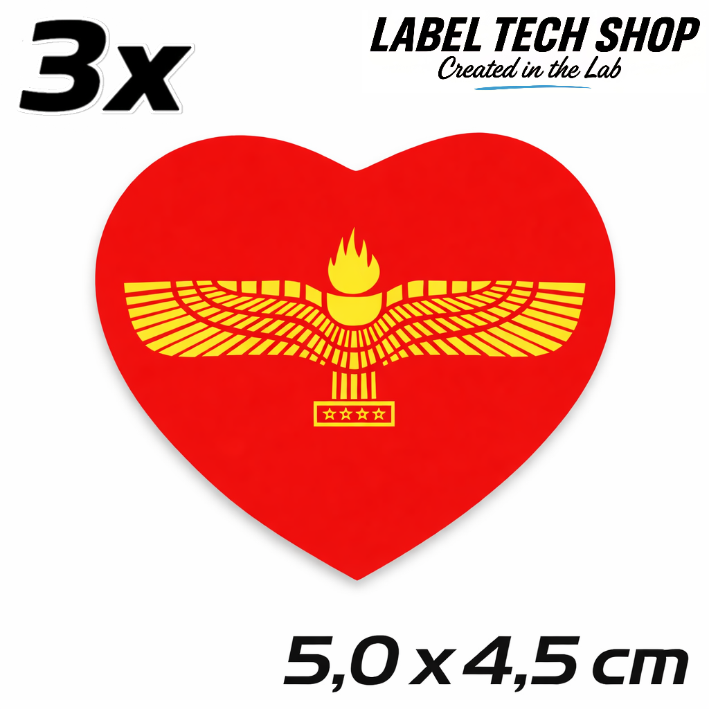 Aramäer Assyrer Herz Aufkleber Sticker – Assyrian Flag Heart Sticker – Auto Laptop Helm Geschenk – 5,0 × 4,5 cm (056)