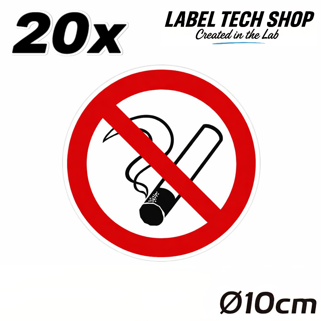 Rauchen verboten Aufkleber Ø10cm – No Smoking Sticker – No Fumar Hinweiszeichen Innen & Außen – Verbotsschild (127)