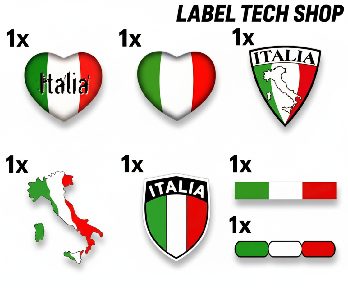 Italia Sticker Set 7x – Italy Italien Flaggen Aufkleber Collection Pack