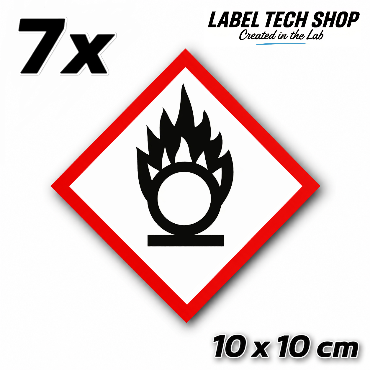 GHS03 Brandfördernd Aufkleber Oxidizing Hazard Sticker Gefahrstoffsymbol Gefahrgut Chemie Labor Kennzeichen nach CLP / GHS Arbeitssicherheit