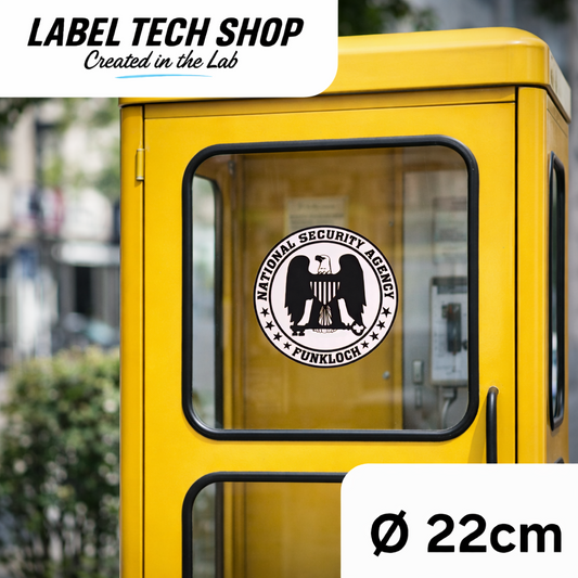 NSA Funkloch Sticker 22cm Ø – IT Humor Aufkleber für Telefonzelle, Internetcafe & Computer (128)