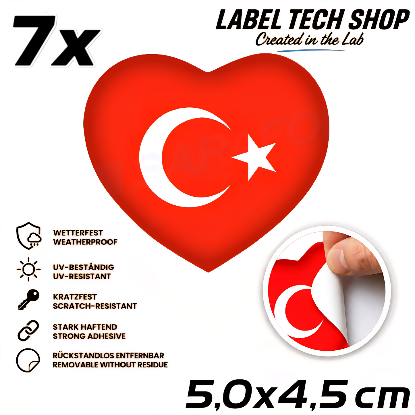 🇹🇷 Türkei Herz Aufkleber Turkey Heart Sticker Türkiye Kalp Sticker Auto Helm Motorrad 5,0x4,5cm NR.044