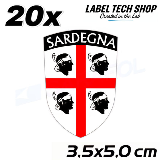 20x Sardinien Aufkleber Sardegna Sardinia Flagge Wappen Sticker 3,5x5,0cm (015)