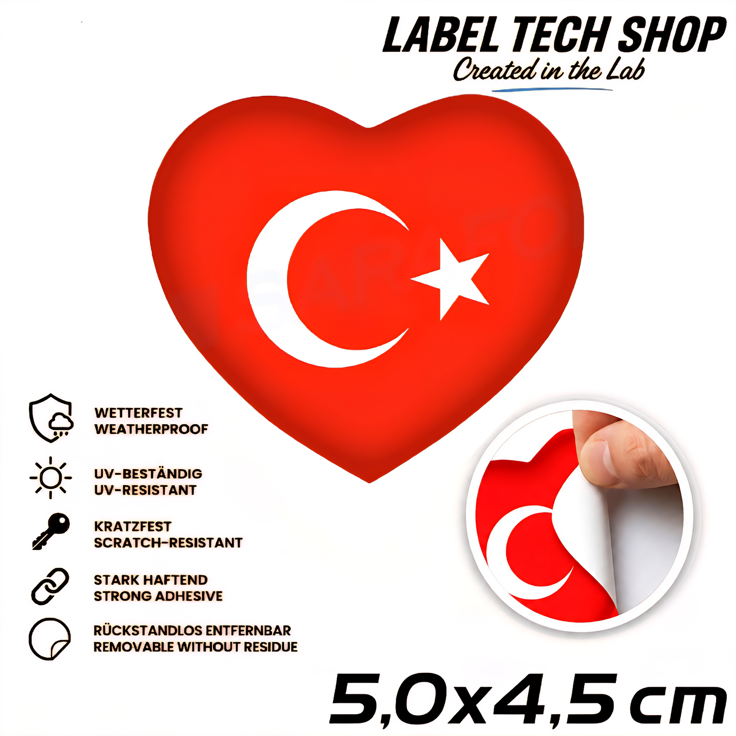 🇹🇷 Türkei Herz Aufkleber Turkey Heart Sticker Türkiye Kalp Sticker Auto Helm Motorrad 5,0x4,5cm NR.044