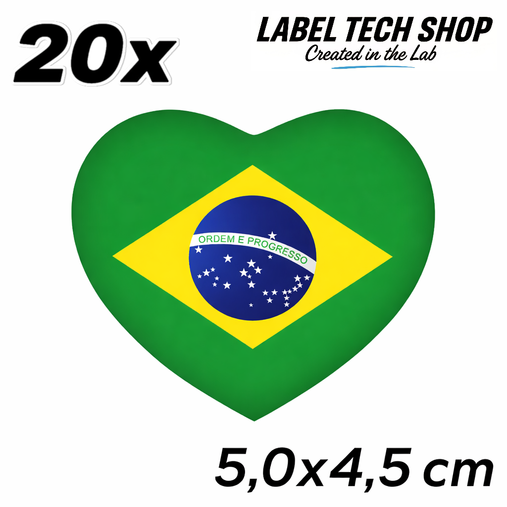 Brasilien Brasil Brazil Herz Aufkleber Sticker – Brazil Flag Heart Sticker – Auto Laptop Helm Geschenk – 5,0 × 4,5 cm (058)