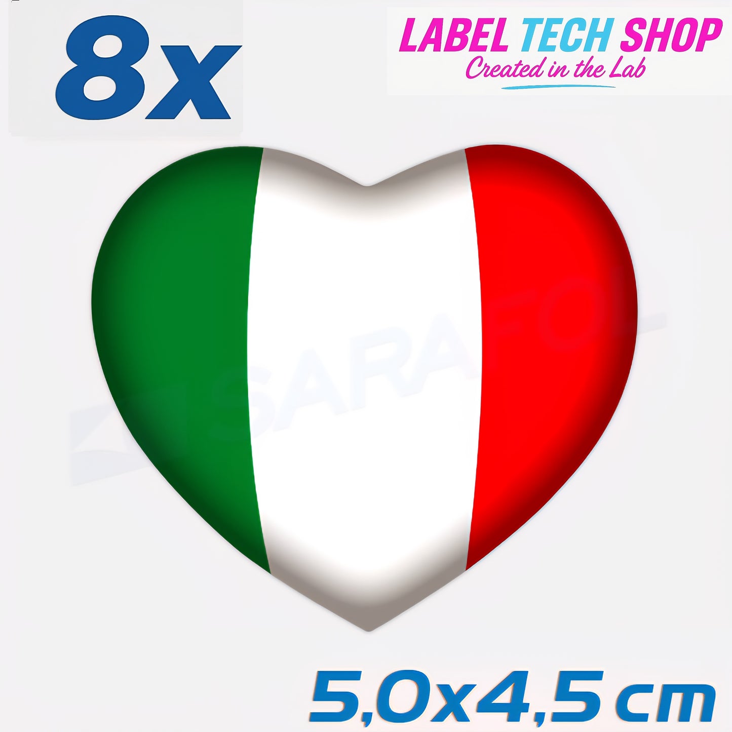 8x Italia/Italien Aufkleber Herz 5×4,5cm Flagge Italien Adesivo Cuore Sticker 046