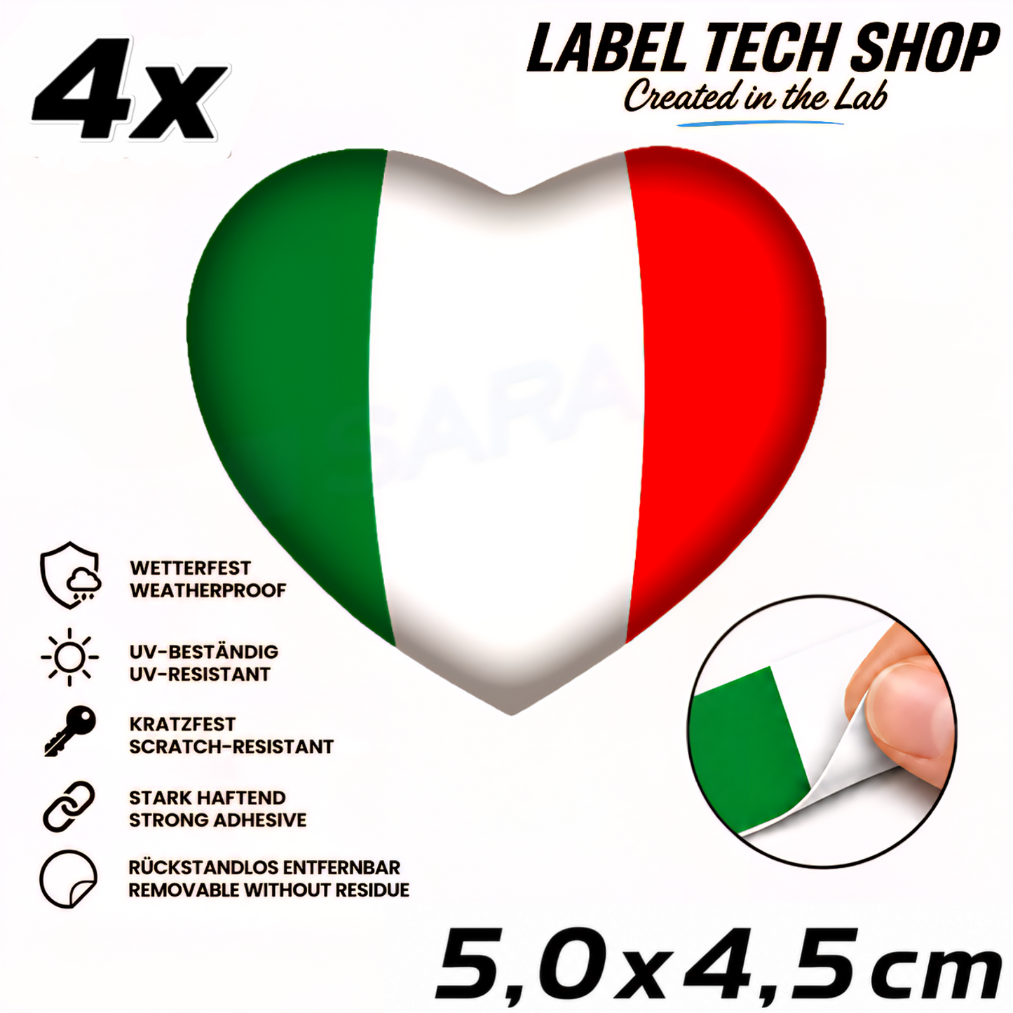 🇮🇹 Italien Aufkleber Herz Italian Sticker Heart Adesivo Cuore Italiano Bandiera Auto Helm 5,0x4,0cm NR.046