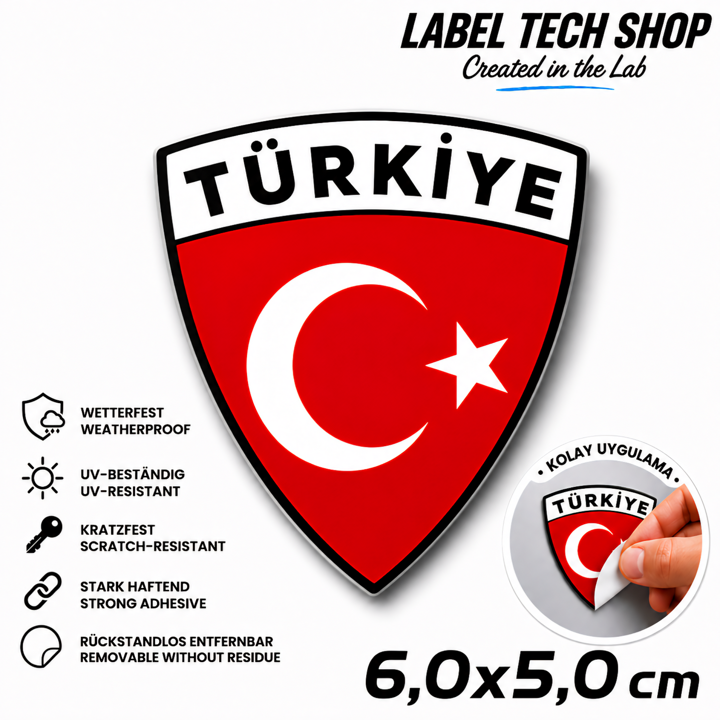 🇹🇷 Türkiye Türkei Wappen Aufkleber Turkey Sticker Çıkartma Wappen Auto Helm Motorrad 6,0x5,0cm NR.007