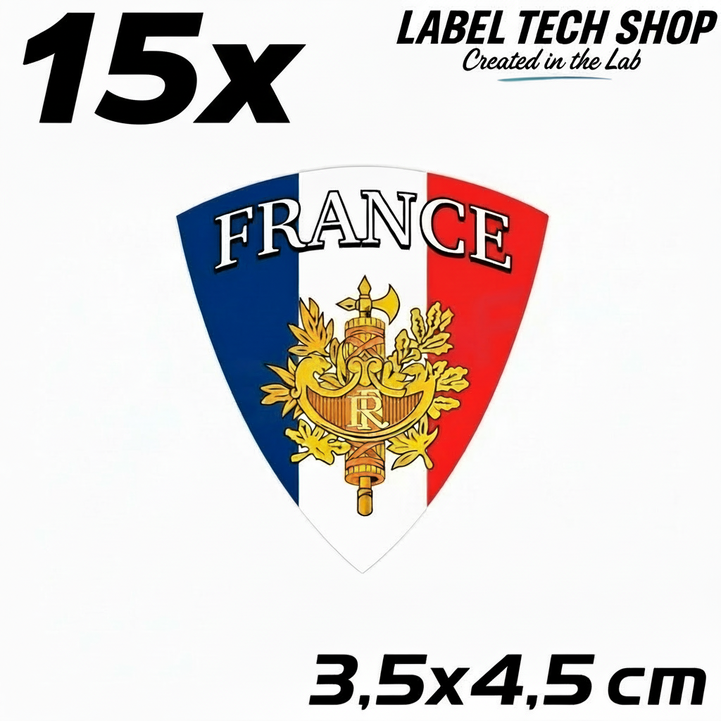 15x Frankreich Aufkleber France Francia Flagge Sticker 3,5x4,5cm (003)