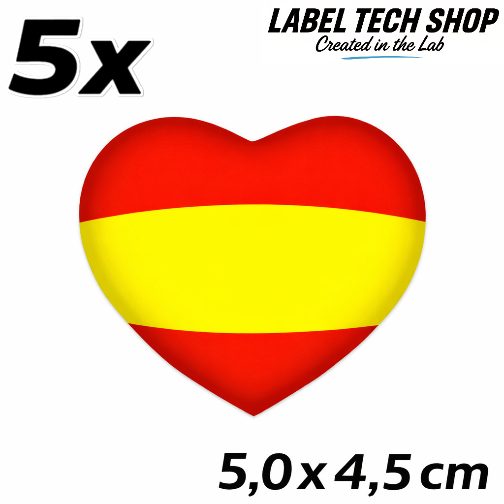 Spanien Spain España Herz Aufkleber Sticker – Spain Flag Heart Corazón Autocollante – Auto Laptop Helm – 5,0 × 4,5 cm (052)