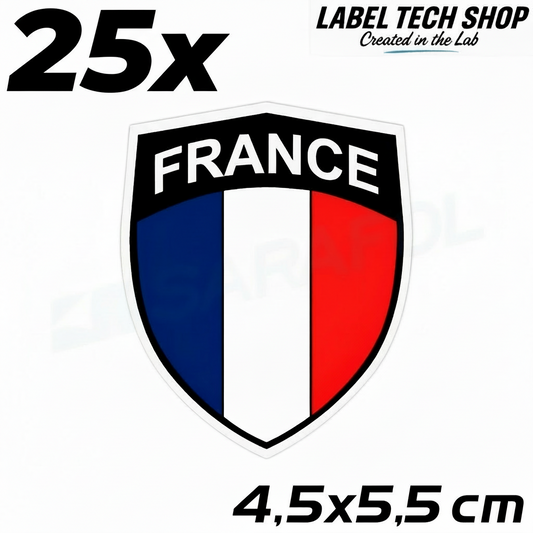 25x Frankreich Aufkleber France Francia Flagge Sticker 4,5x5,5cm (034)
