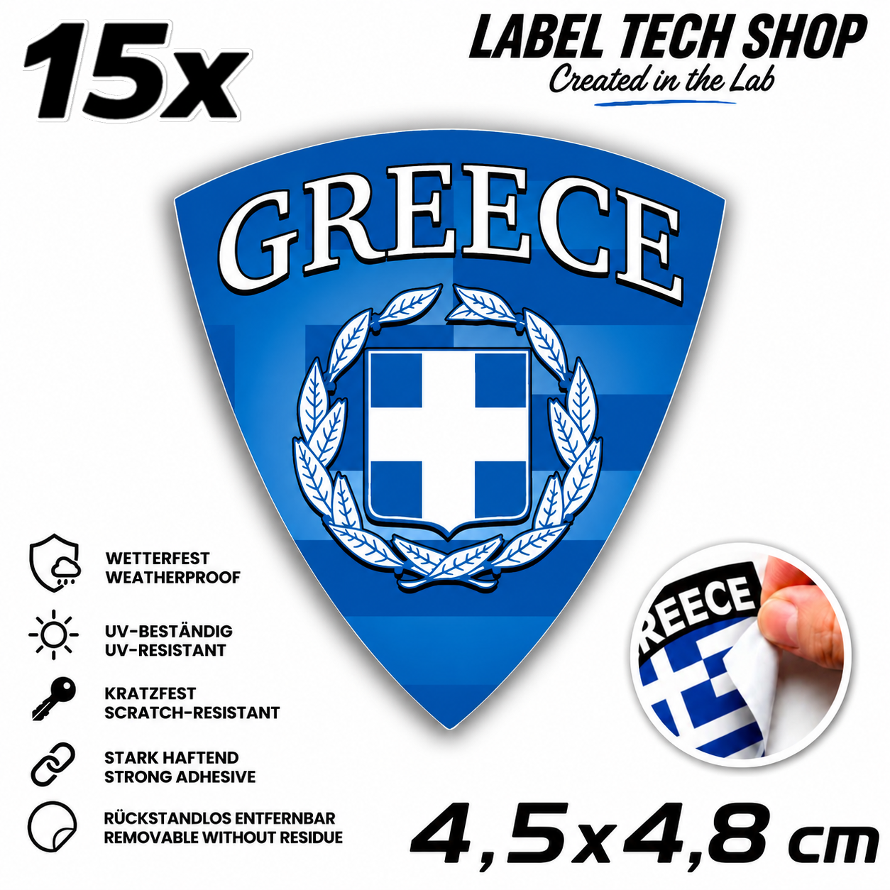 🇬🇷 Griechenland Aufkleber Αυτοκόλλητο Ελλάδας Greece Sticker Flagge Wappen Emblem Auto Helm 4,5x4,8cm NR.115