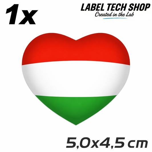 Ungarn Hungary Magyarország Herz Aufkleber Matrica – Hungary Flag Heart Sticker – Auto Laptop Helm – 5,0 × 4,5 cm (049)