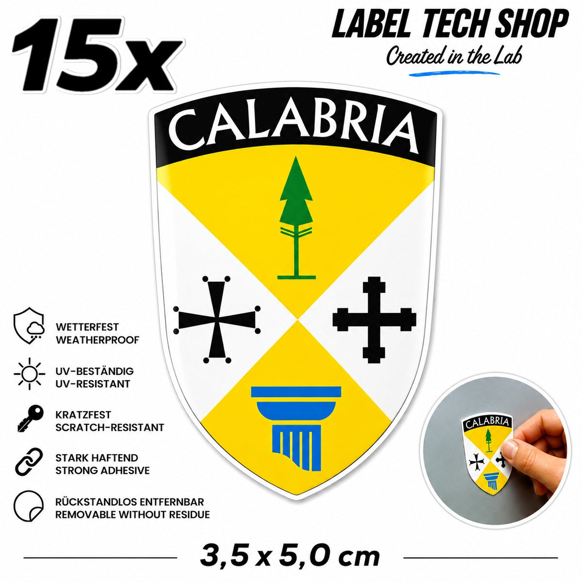 Kalabrien Flagge Aufkleber Calabria Italien Adesivo Calabrese Sticker Wappen Emblem Auto 3,5x5cm Nr.018