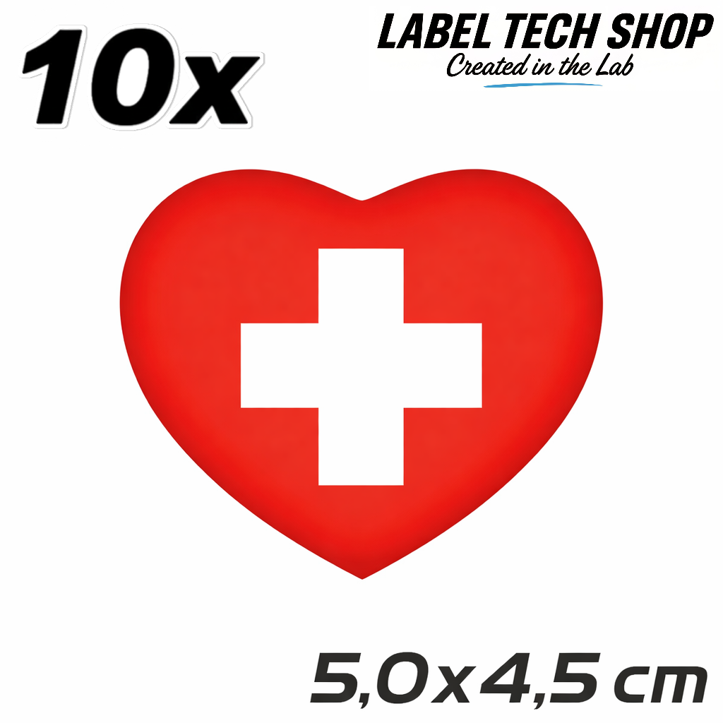 Schweiz Swiss Switzerland Herz Aufkleber Sticker – Svizzera Flag Heart Sticker – Auto Laptop Helm Geschenk – 5,0 × 4,5 cm (059)