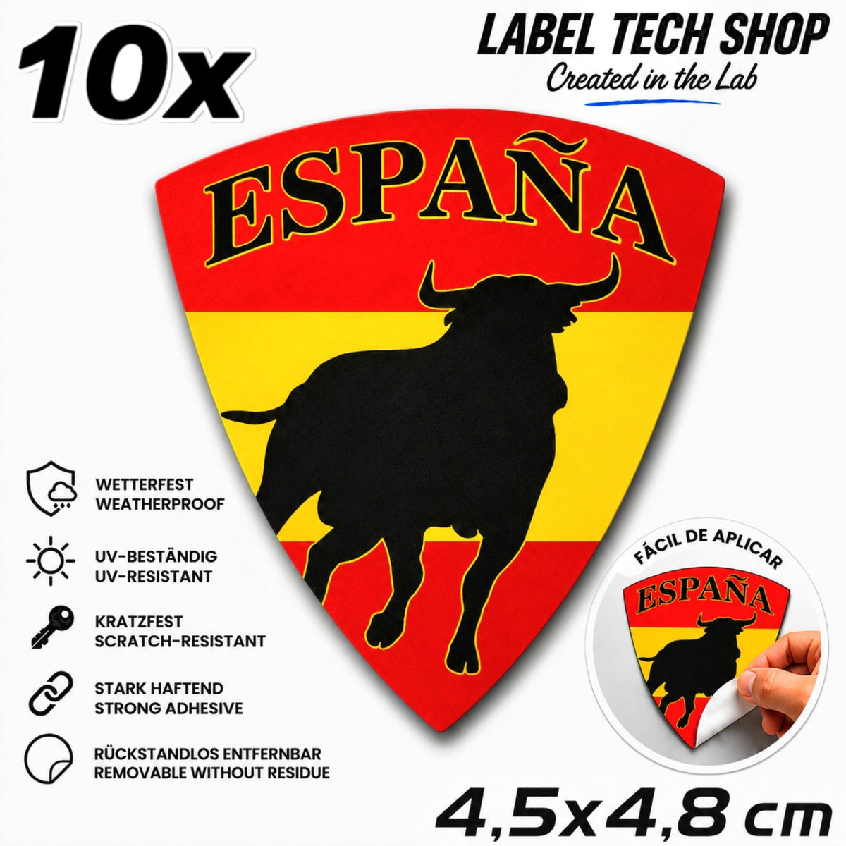Spanien Spain España Emblem Aufkleber Sticker Spain Flag Adhesivo Autocollante – Auto Laptop Helm – 4,5x4,8cm NR.002