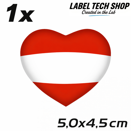 Österreich Austria Herz Aufkleber – Austria Flag Heart Sticker – Auto Laptop Helm 5,0 × 4,5 cm (050)