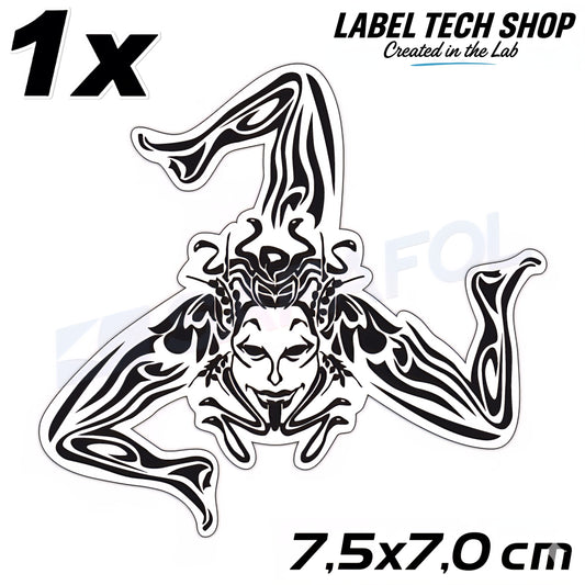 1x Sizilien Trinacria Aufkleber White Black – Sicilia Sicily Sticker 7,5x7,0cm (025)