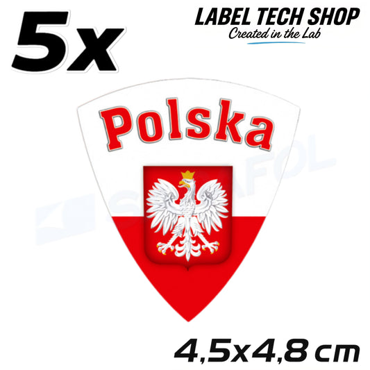 5x Polen Aufkleber 🇮🇩 Polska naklejka Polish Sticker Flagge 4,5x4,8cm 021