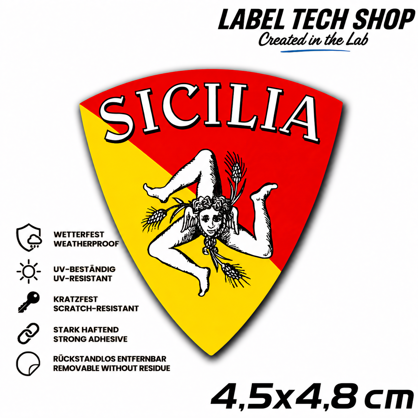 Sizilien Aufkleber Adesivo Siciliano Sicilia Sicily Sticker Flagge Wappen Emblem Auto Helm 4,5x4,8cm NR.019